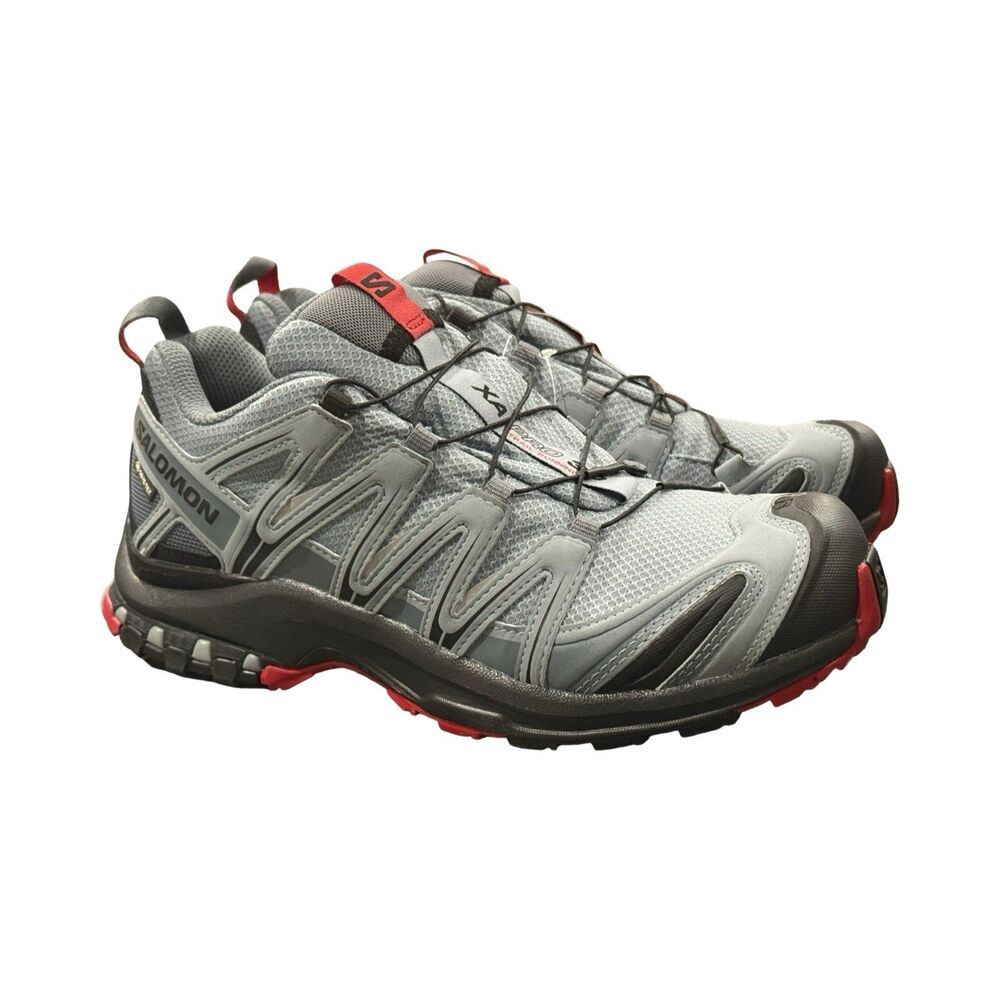 Size 8 Salomon XA Pro 3D GTX Lead Black Cherry Red Mens Trail Shoes 407894